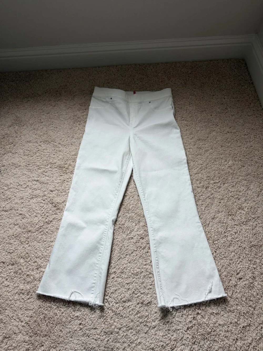 SPANX White Flared Jeans with Subtle Raw Hem - Picture 1 of 5